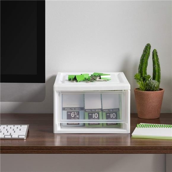 6 Qt. Small Plastic Stacking Drawer, 4-Pack, Stackable Storage Organizer, White - Picture 5 of 6
